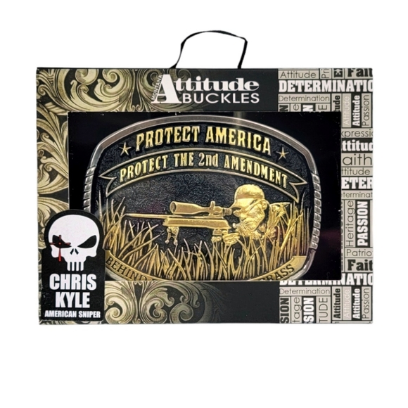 Montana Silversmiths Chris Kyle American Sniper 2nd Amendment Buckle NEW $55 - Picture 4 of 10